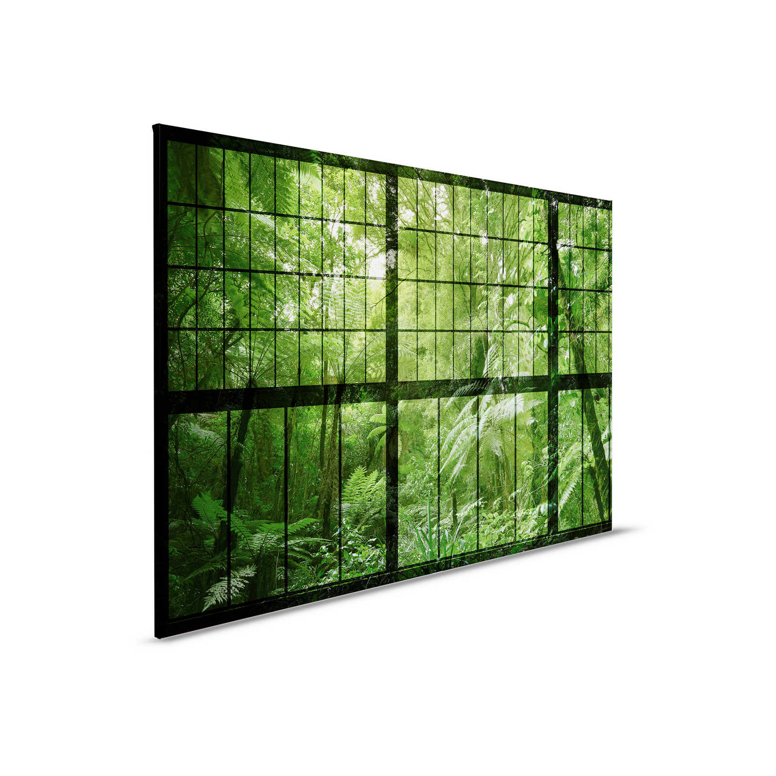         Rainforest 2 - Loftfenster Leinwandbild mit Dschungel Aussicht – 0,90 m x 0,60 m
    