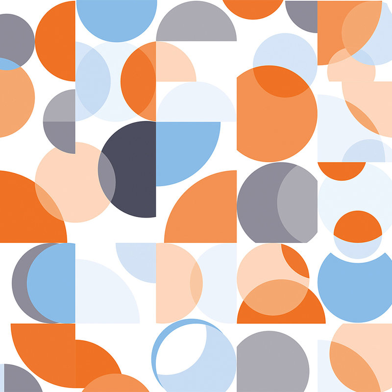 Fototapete Retro-Stil, grafischem Muster & bunte Farben – Blau, Orange, Weiß
