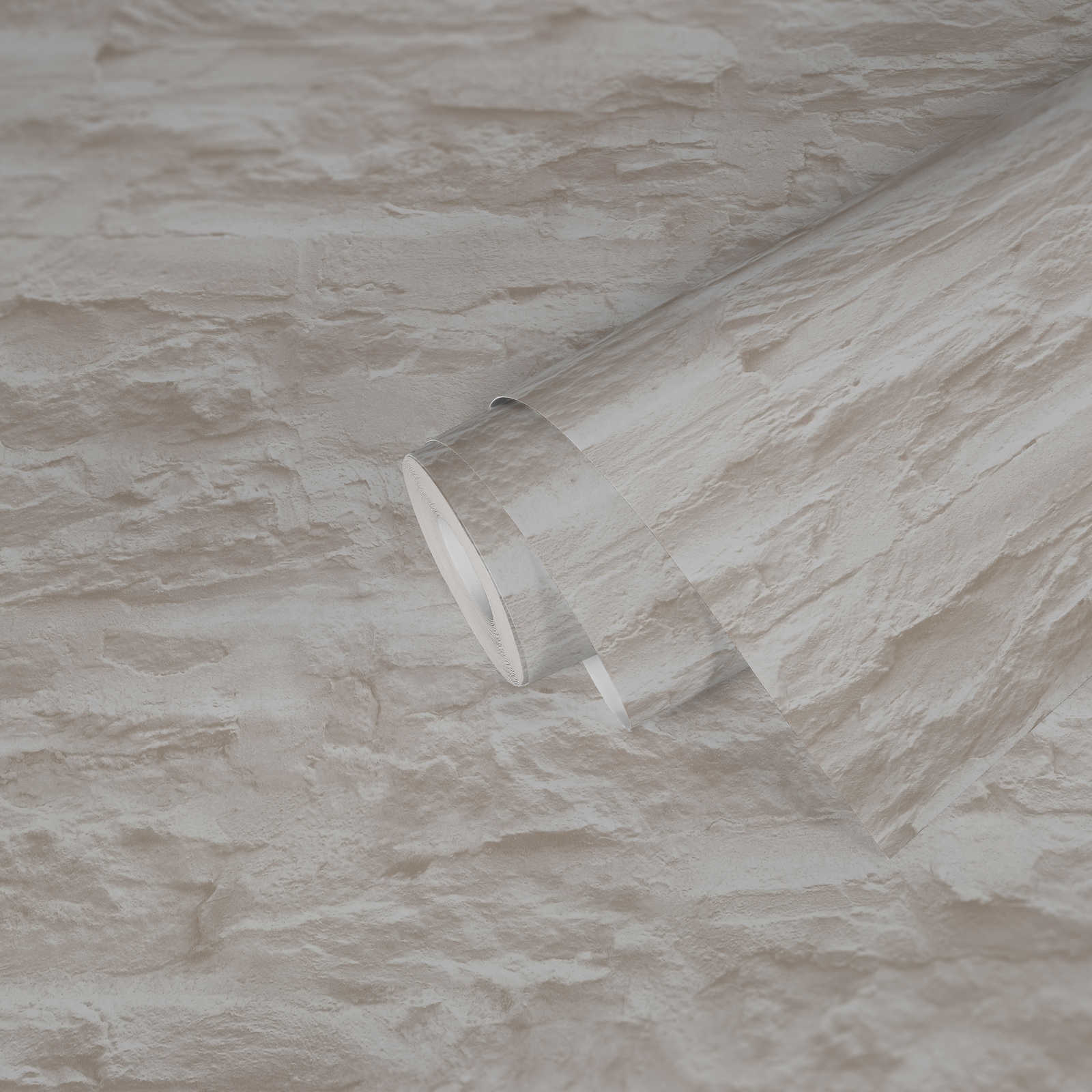             Selbstklebende Tapete | Mauer-Optik mit Naturstein & Putz – Creme, Weiß
        