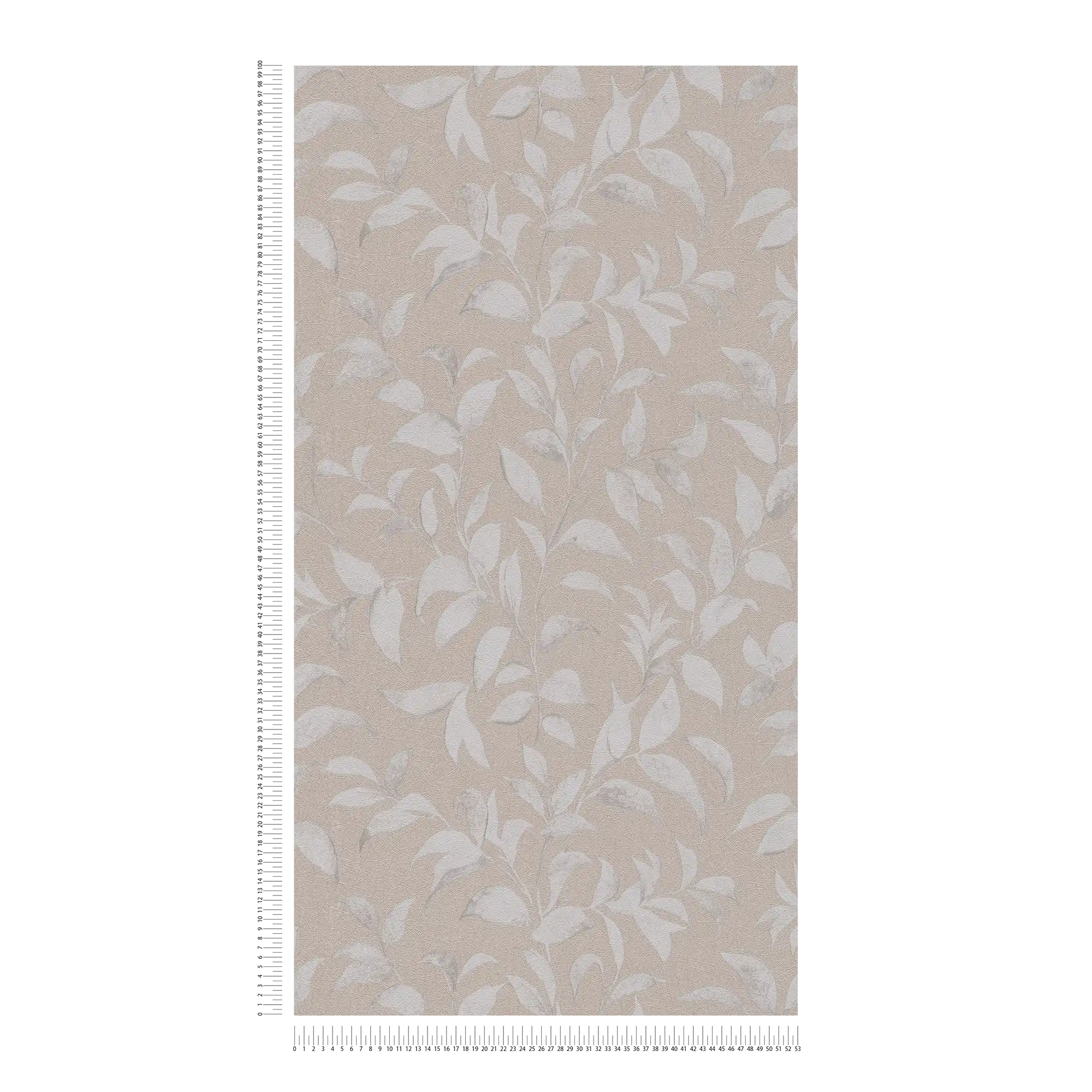             Florale Blätter-Tapete schimmernd strukturiert – Grau, Silber
        