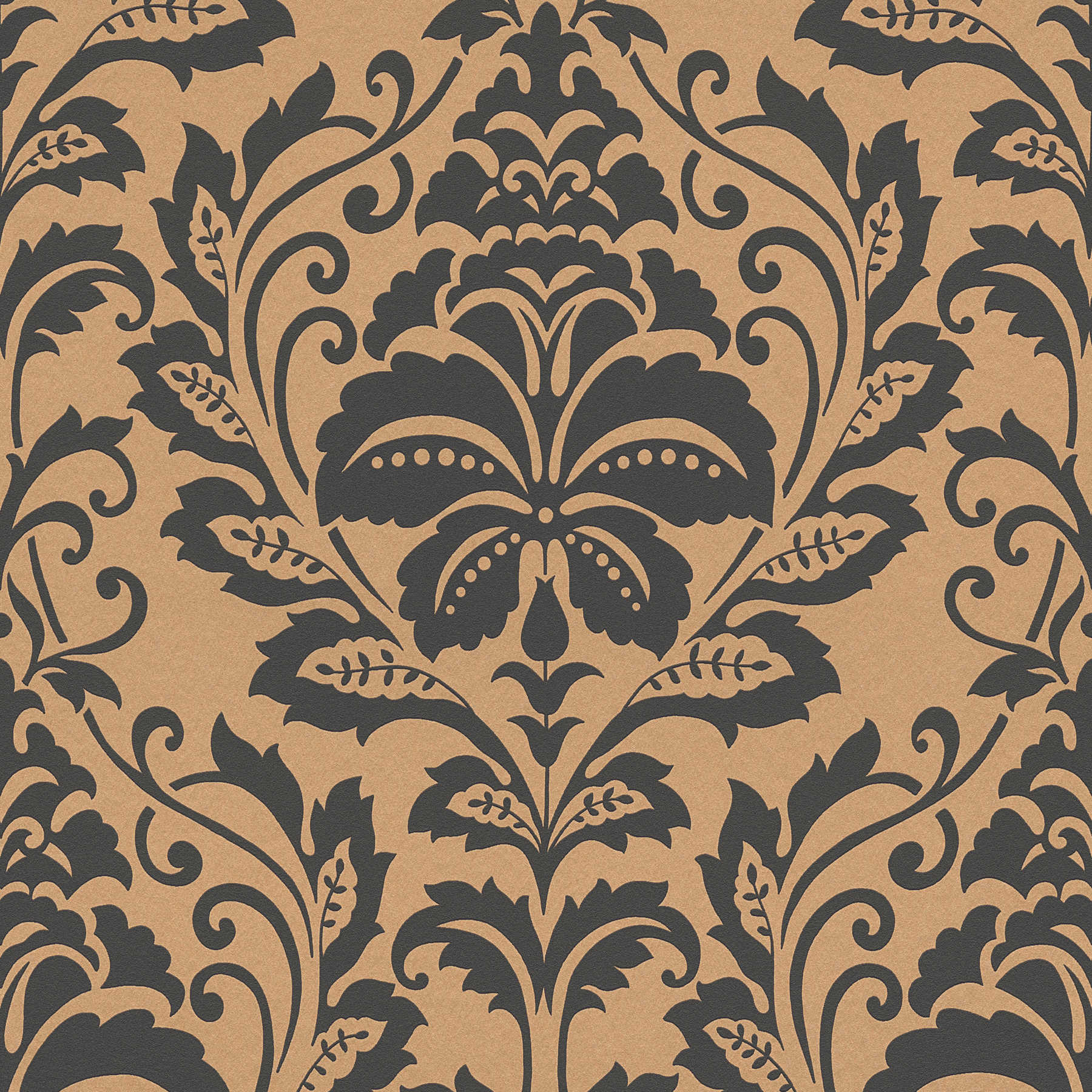 Neo-Klassik Ornament Tapete, floral – Braun, Orange
