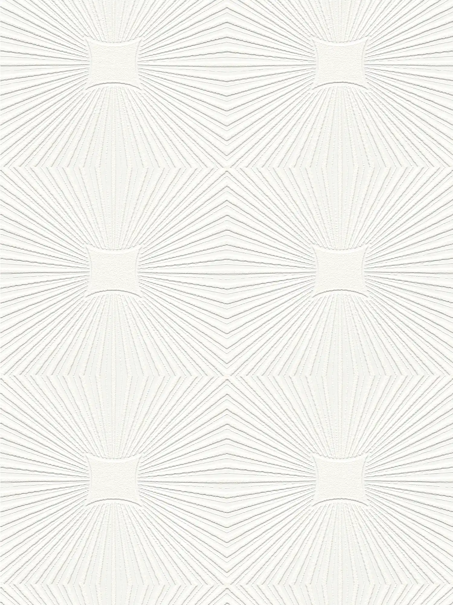 Weiße Tapete mit 3D Strukturdesign Retro Muster
