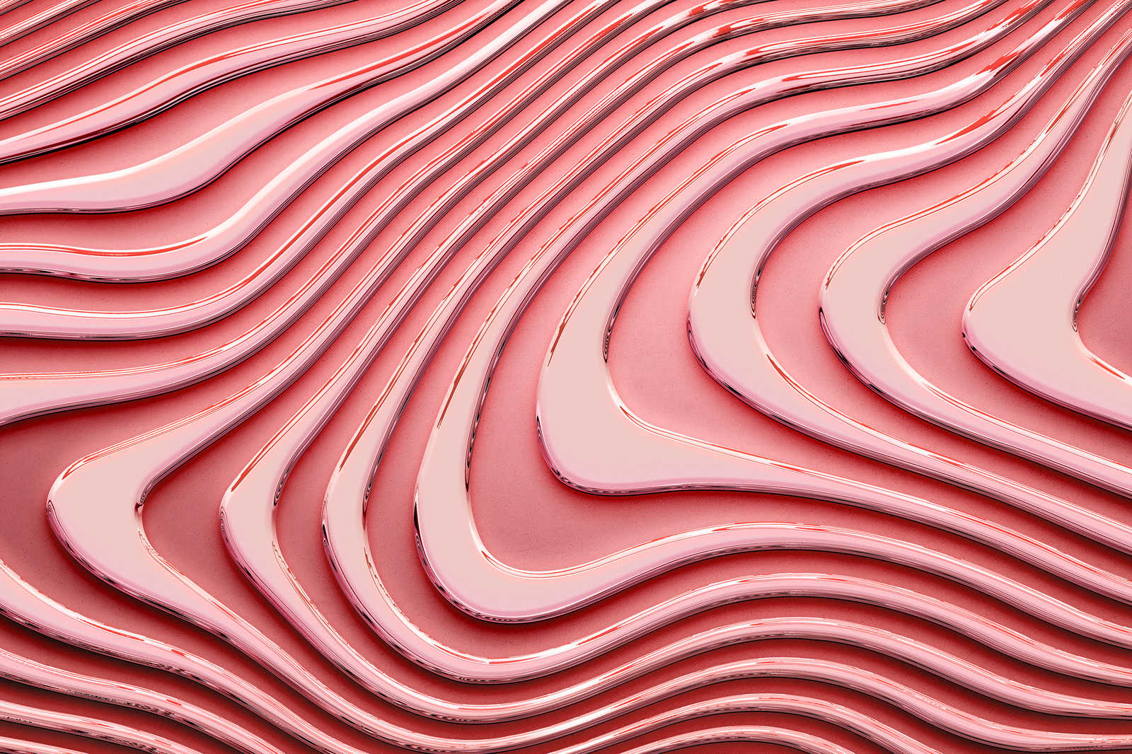             Leinwandbild mit wellenförmigen Linien und Schatten | rosa, pink – 0,90 m x 0,60 m
        