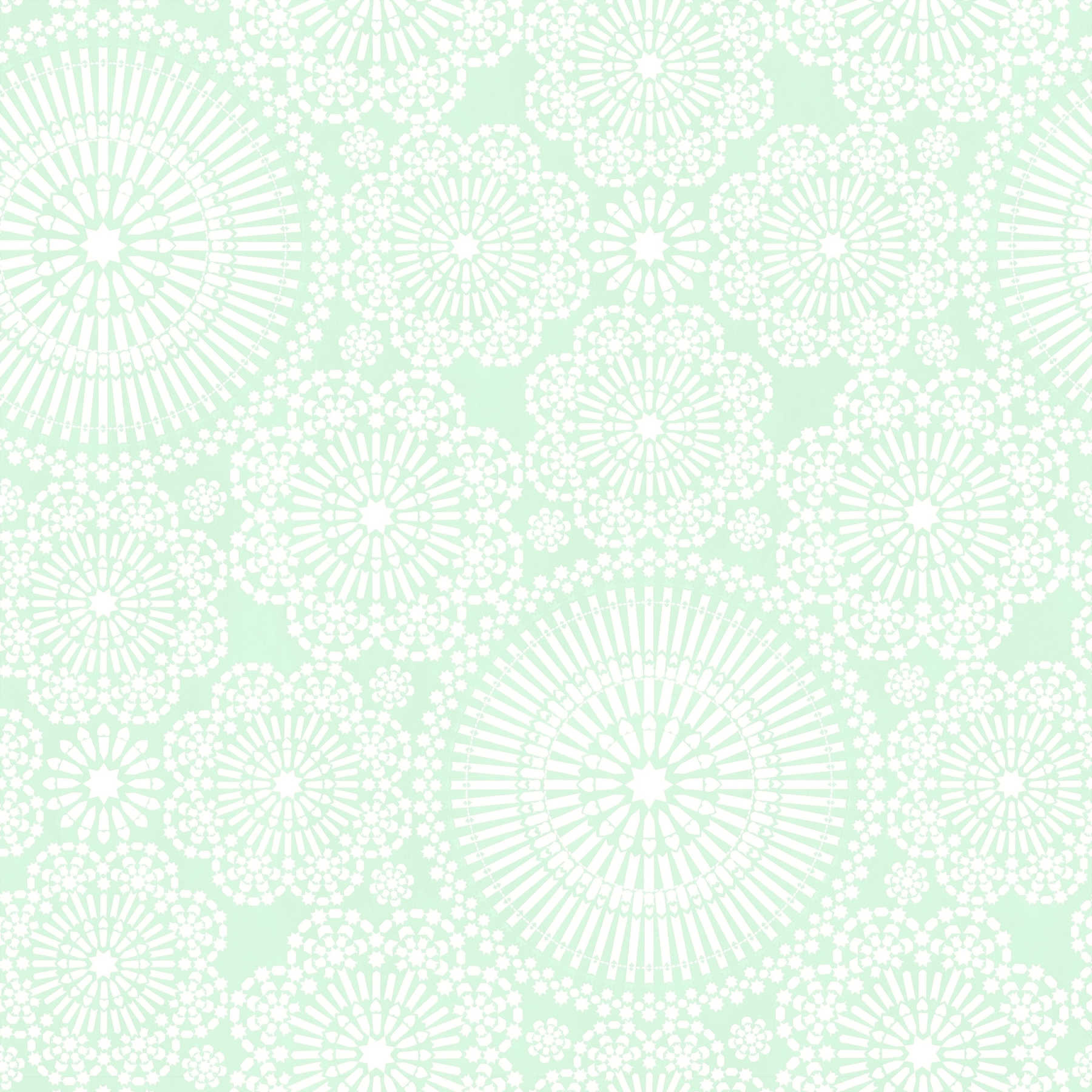         Mandala Tapete mit Blumen Design – Blau, Grün, Weiß
    