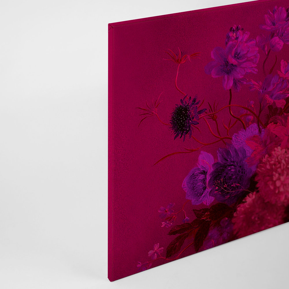             Neon Leinwandbild mit Blumen Stillleben | Bouquet Vibran 2 – 0,90 m x 0,60 m
        