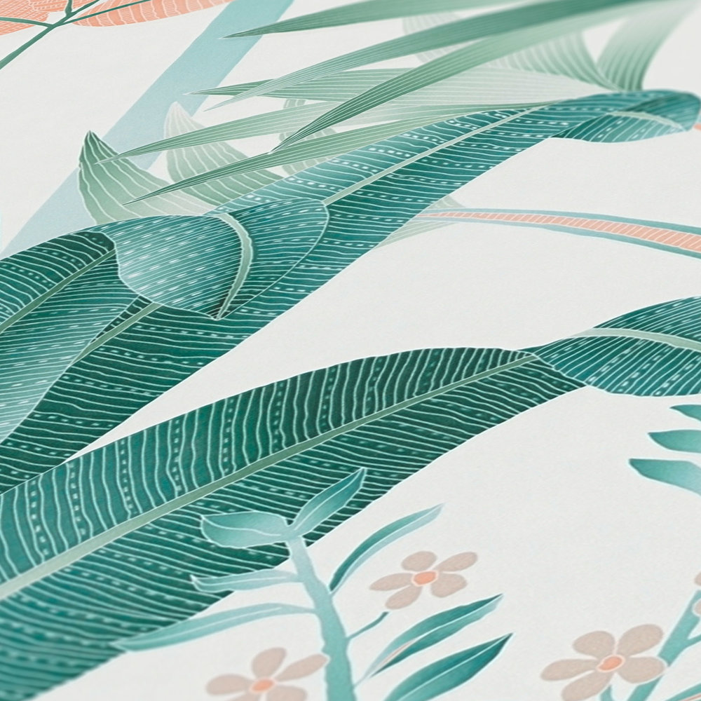             Vliestapete mit floralem Muster – Bunt, Grün, Weiß
        