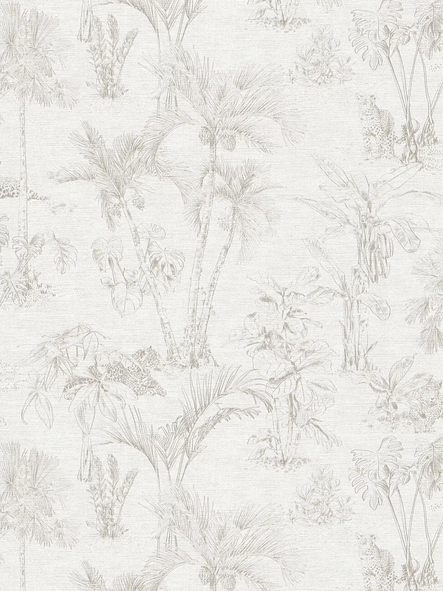 Dschungel Tapete mit Palmen Blättern & Tier Motiv – Beige, Grau
