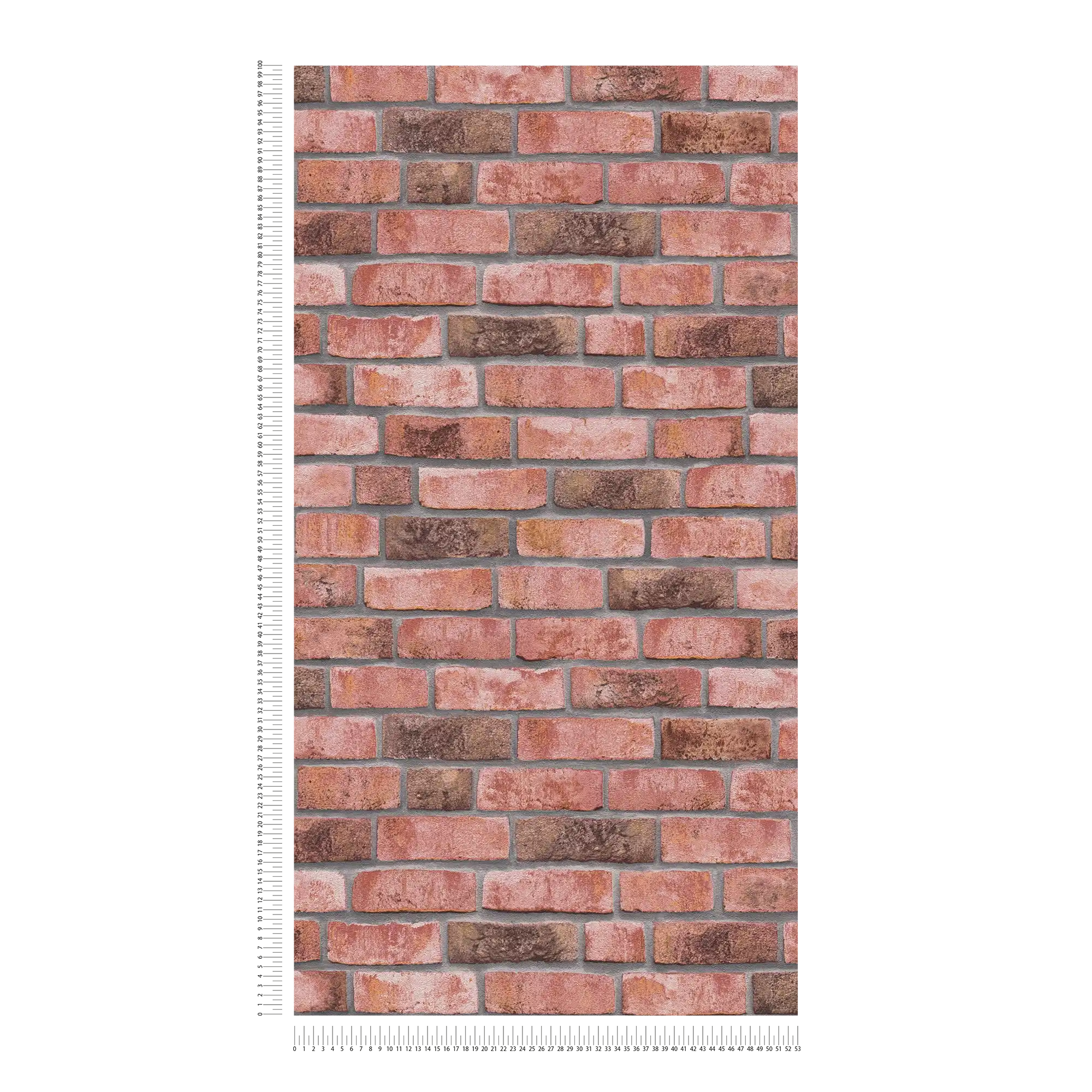             Steinoptik Tapete mit Maueroptik – Rot, Grau
        