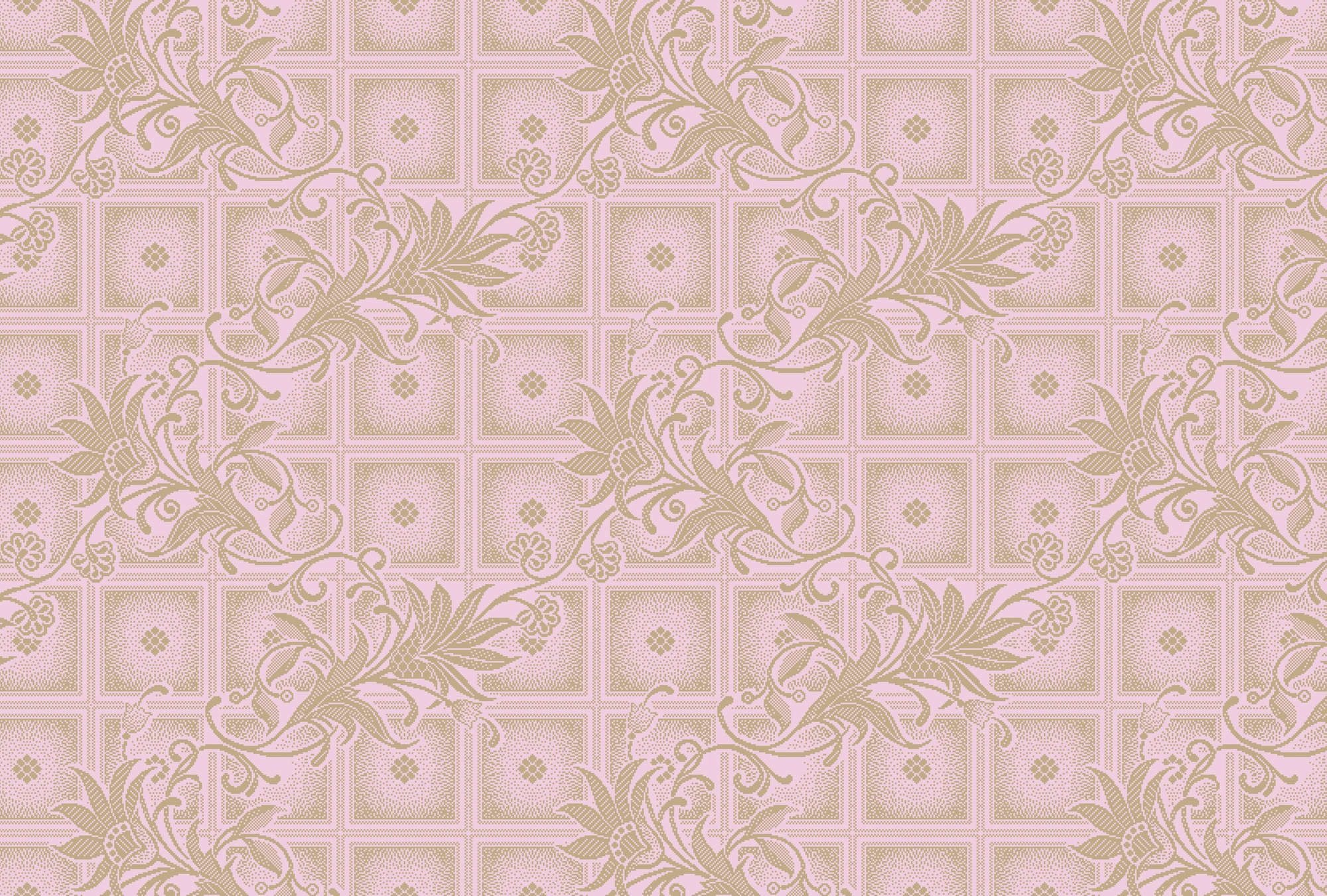             Fototapete »vivian« - Quadrate im Pixel-Stil mit Blumen – Rosa | Glattes, leicht glänzendes Premiumvlies
        