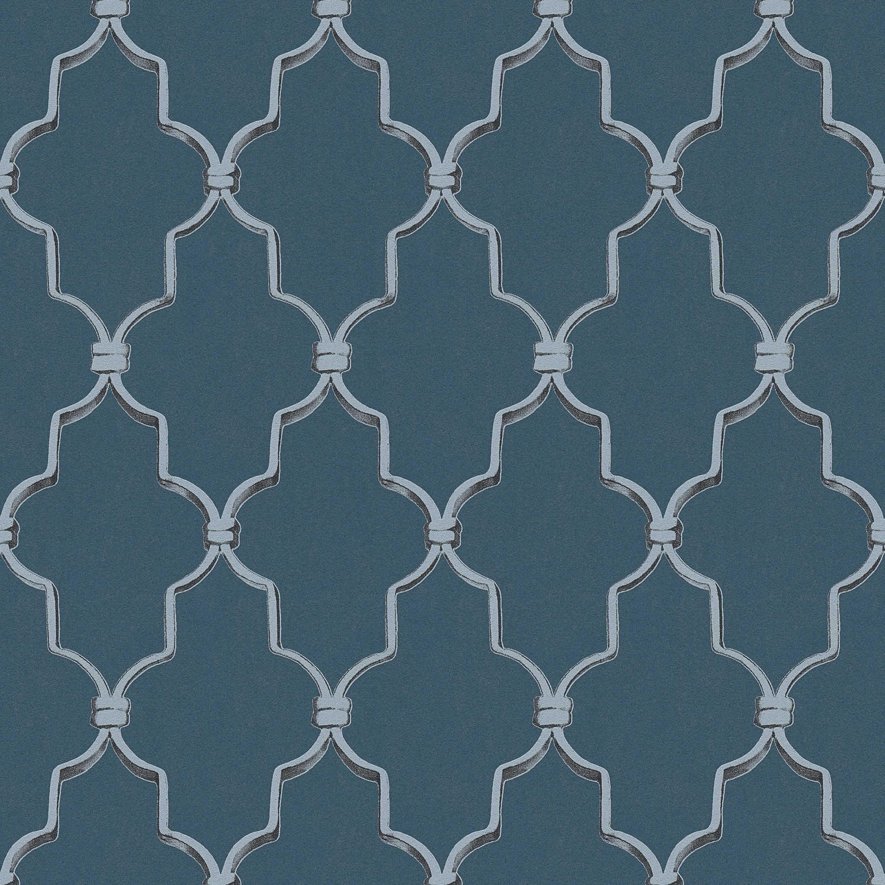 Art Deco Tapete 3D Muster & Metallic-Effekt – Blau, Grau
