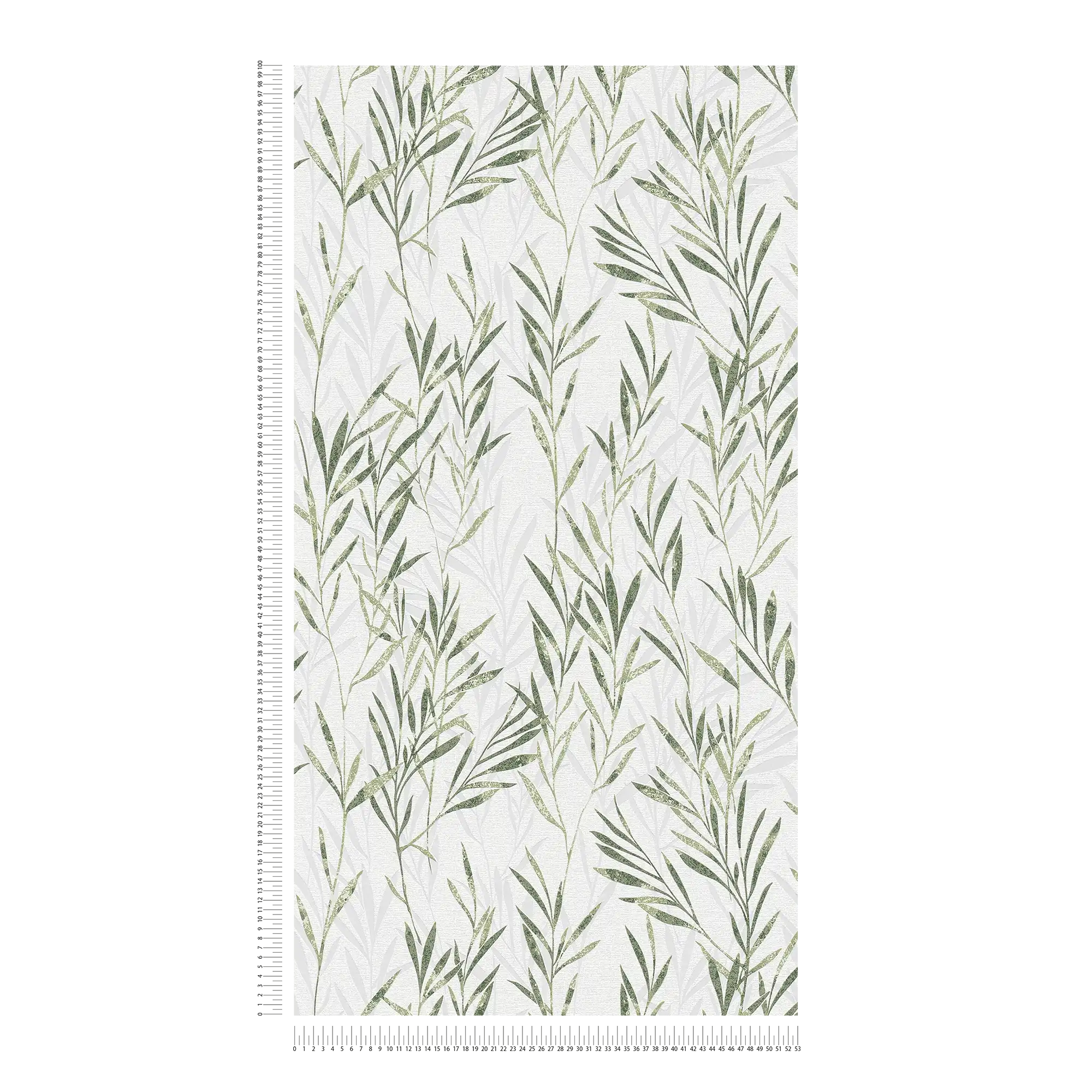            Vliestapete Blätter Design & Rankenmuster – Grün, Weiß
        