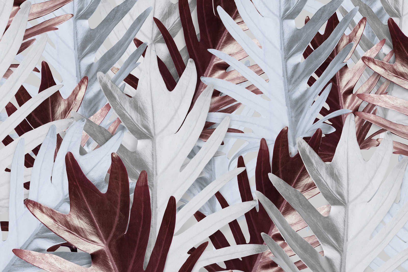             Leinwandbild mit Dschungelblättern in sanften Farbtönen – 0,90 m x 0,60 m
        