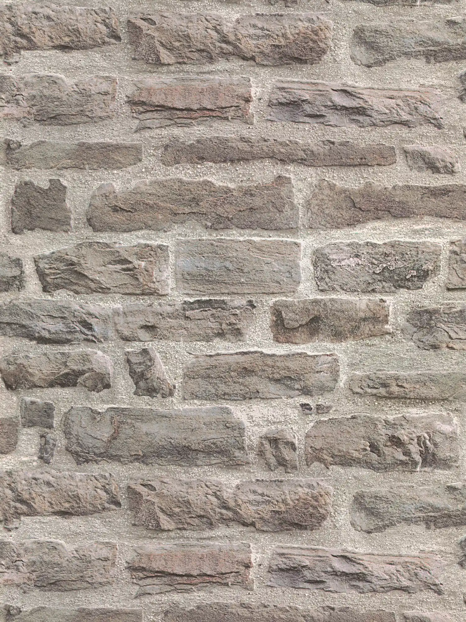 Naturstein-Tapete mit realistischer Maueroptik – Grau, Braun
