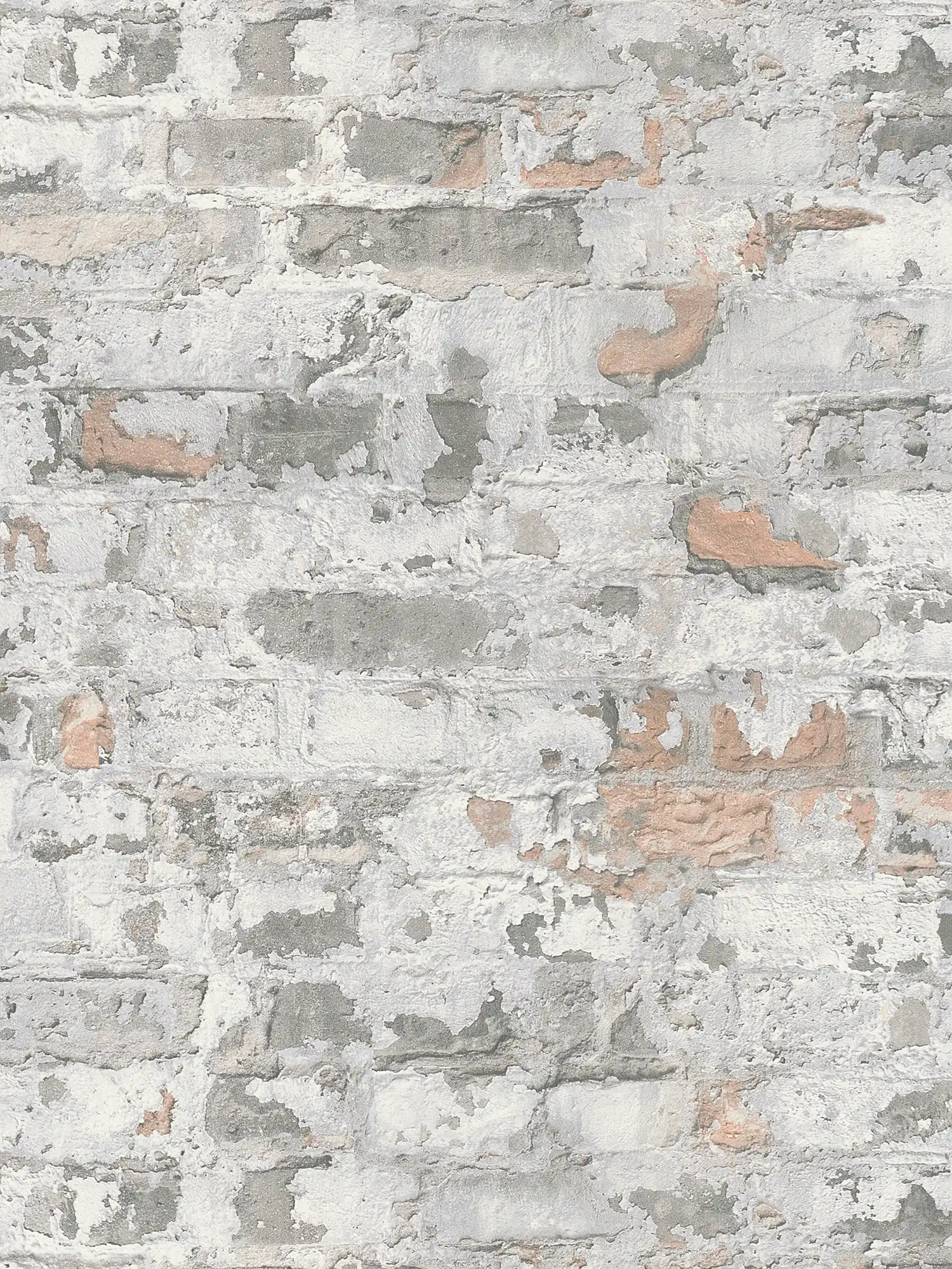         Rustikale Mauer-Tapete mit Backsteinen im Used-Design – Grau, Weiß
    