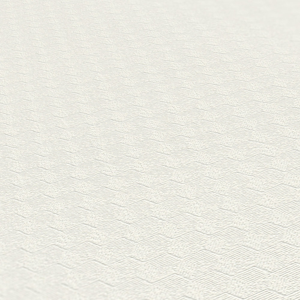             Tapete uni, strukturiert mit Zickzack-Design – Weiß
        
