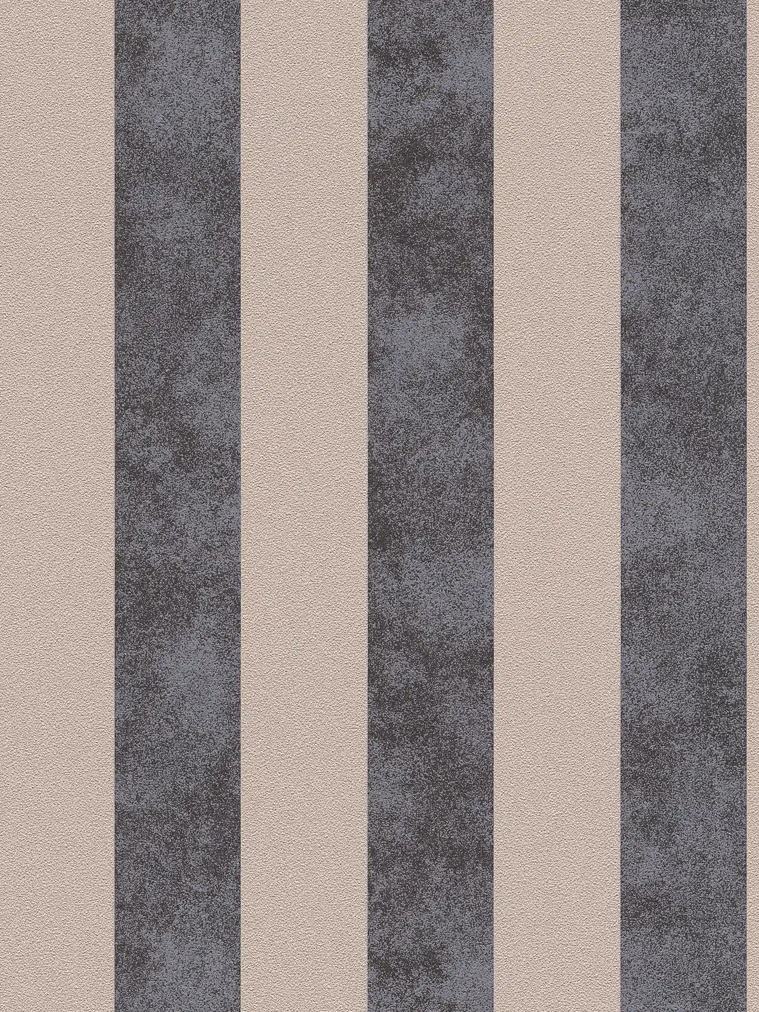         Blockstreifen-Tapete mit Farb- und Strukturmuster – Schwarz, Beige, Silber
    