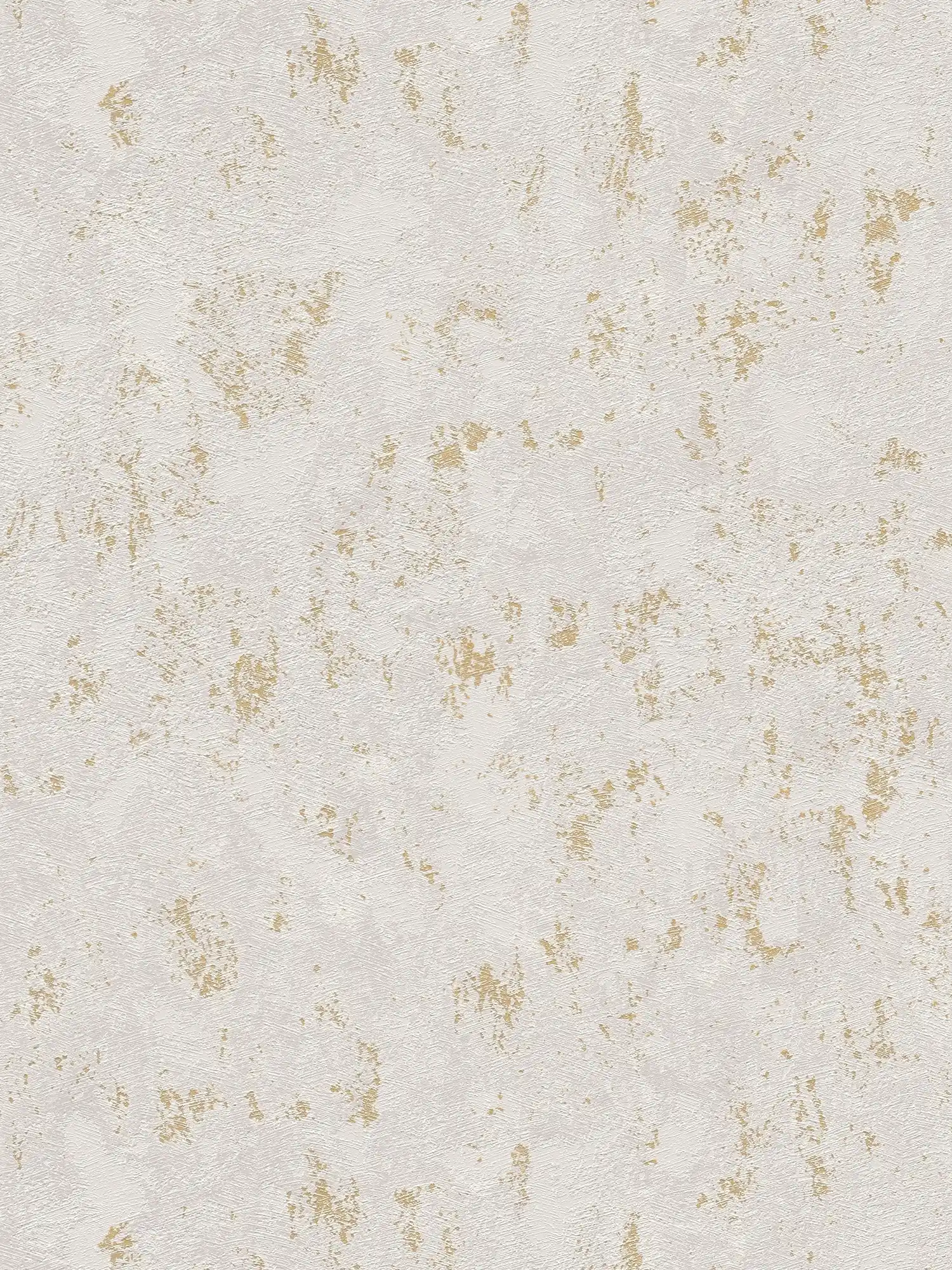 Vliestapete in Putzoptik mit goldenen Akzenten – Beige, Grau, Gold
