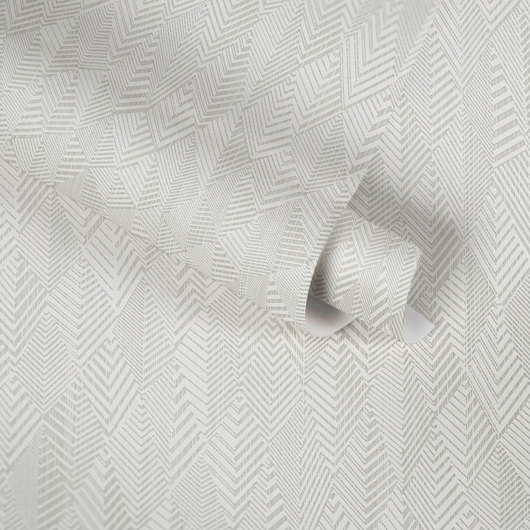             Unitapete mit abstraktem Linienmuster – Creme, Weiß
        