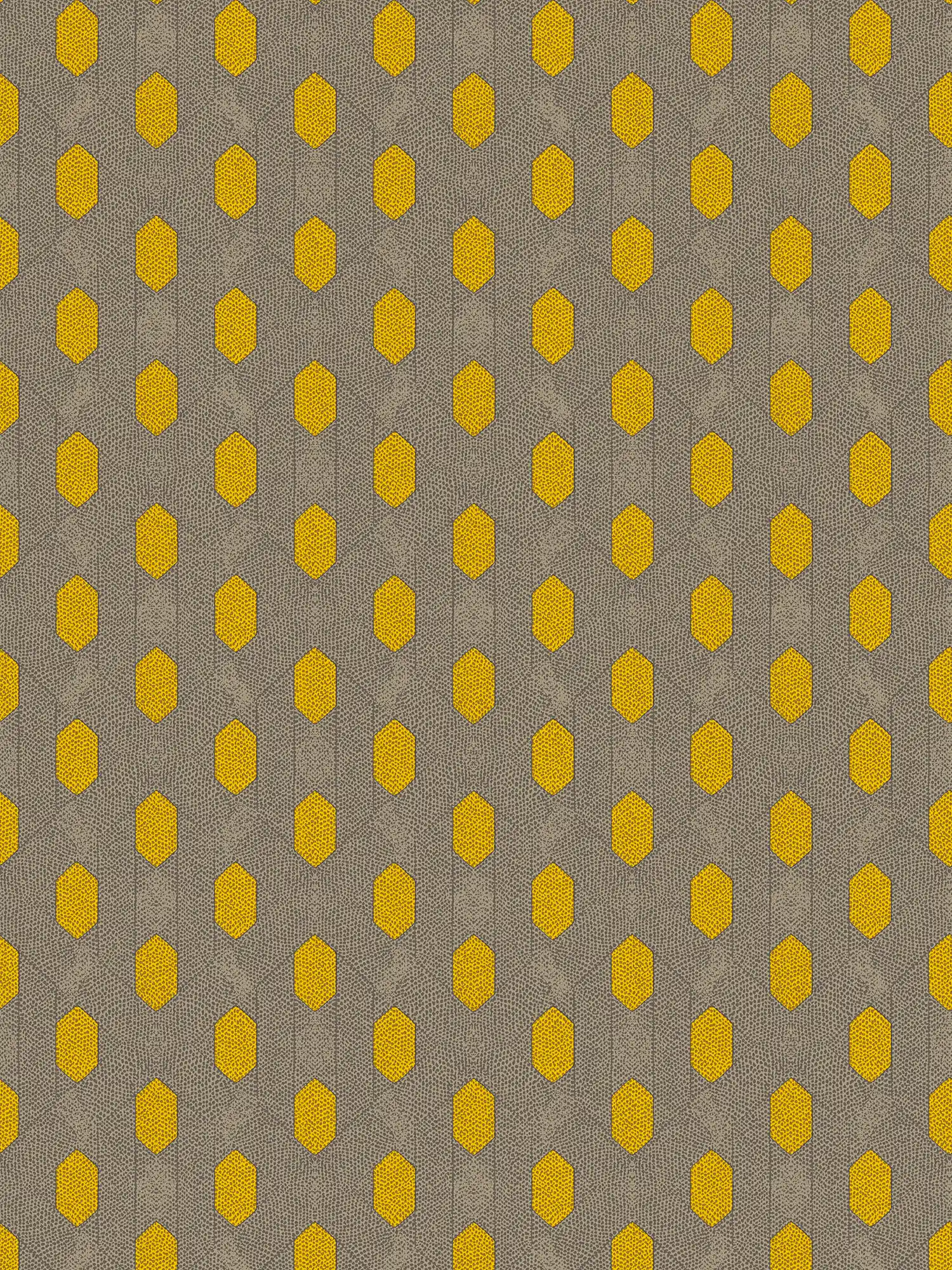         Vliestapete mit geometrischem Punkte-Muster – Gelb, Grau, Braun
    