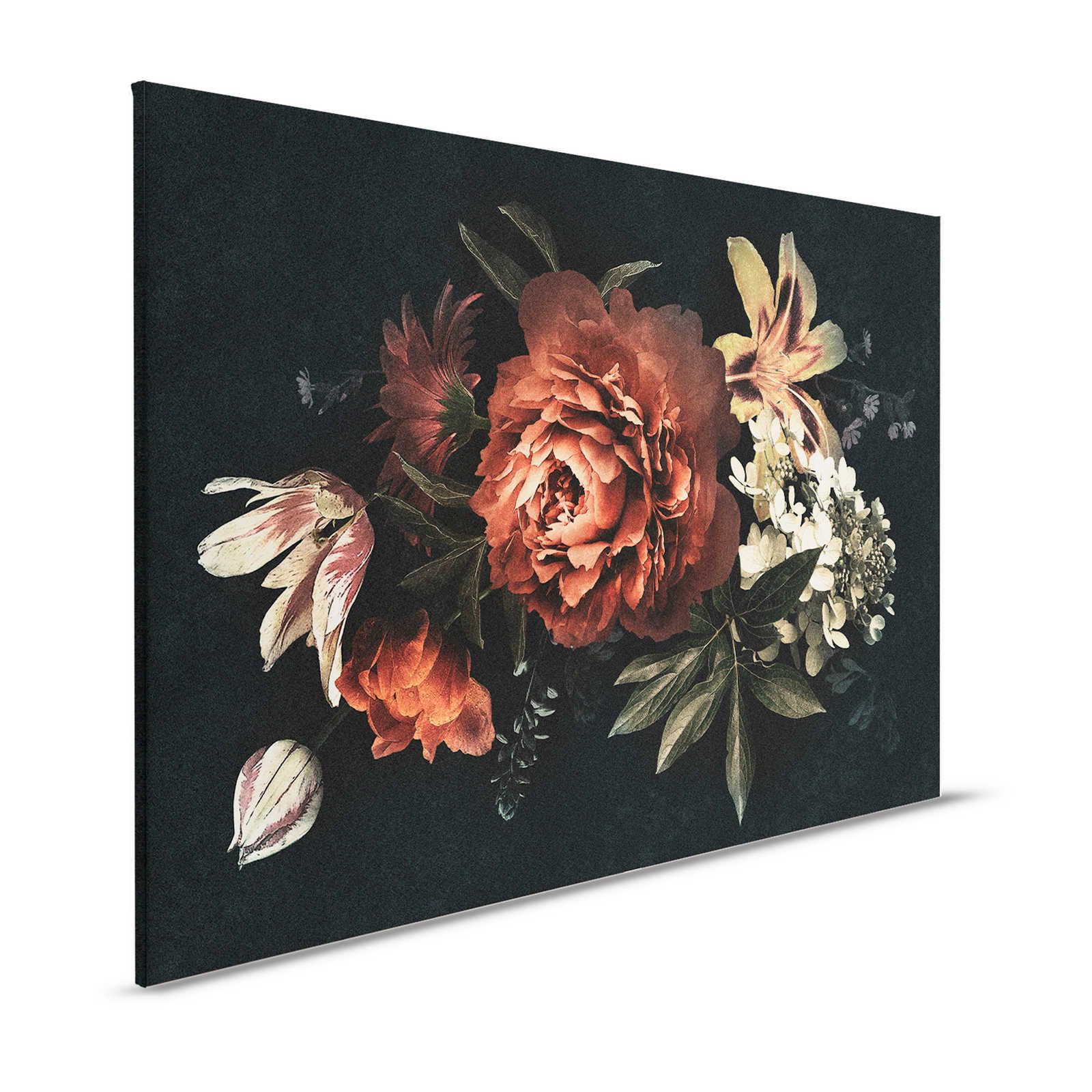 Drama queen 1 - Blumenstrauß Leinwandbild mit dunklem Hintergrund – 1,20 m x 0,80 m
