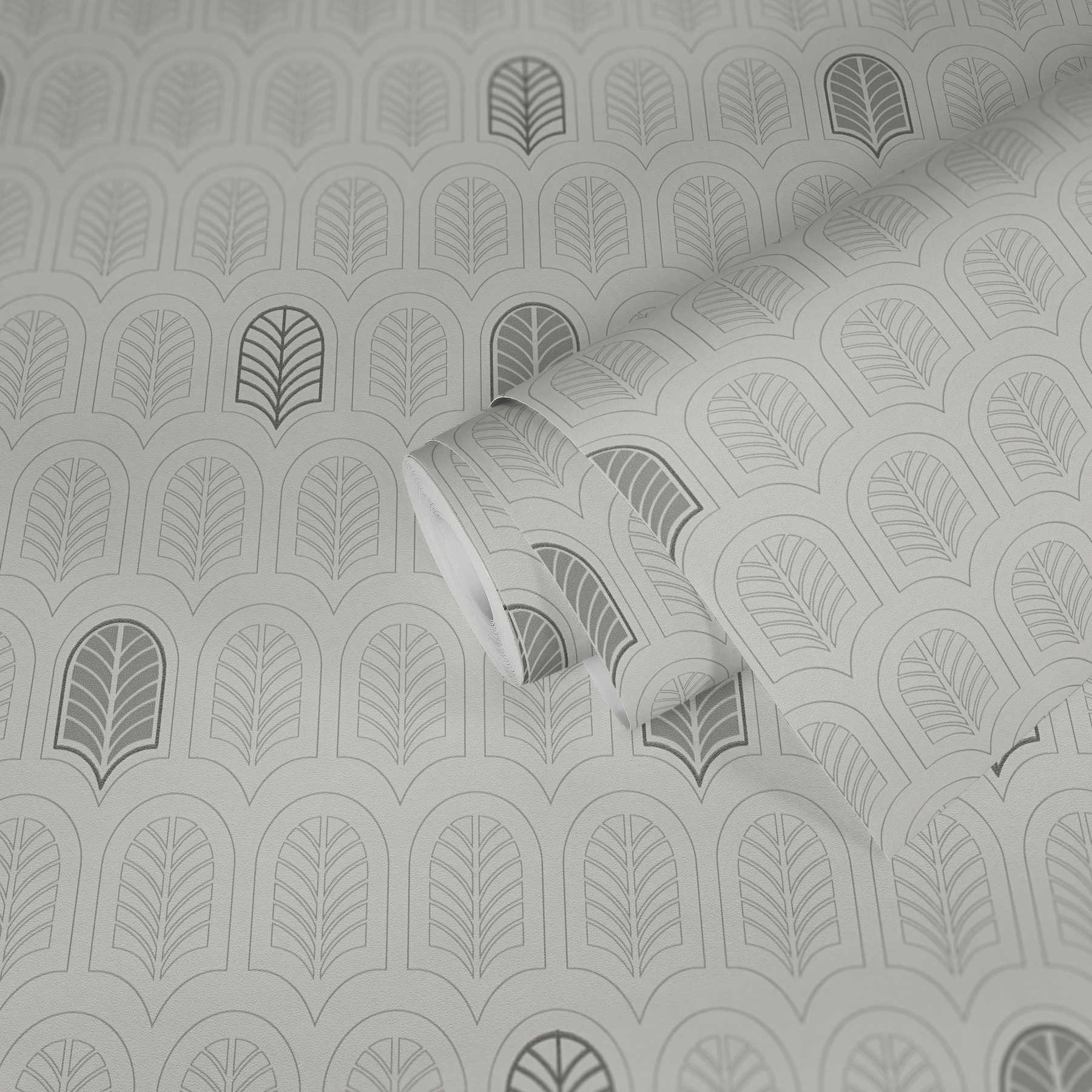             Retro-Tapete im Art Déco Stil, Matt & Glitzer-Effekt – Weiß, Grau, Anthrazit
        
