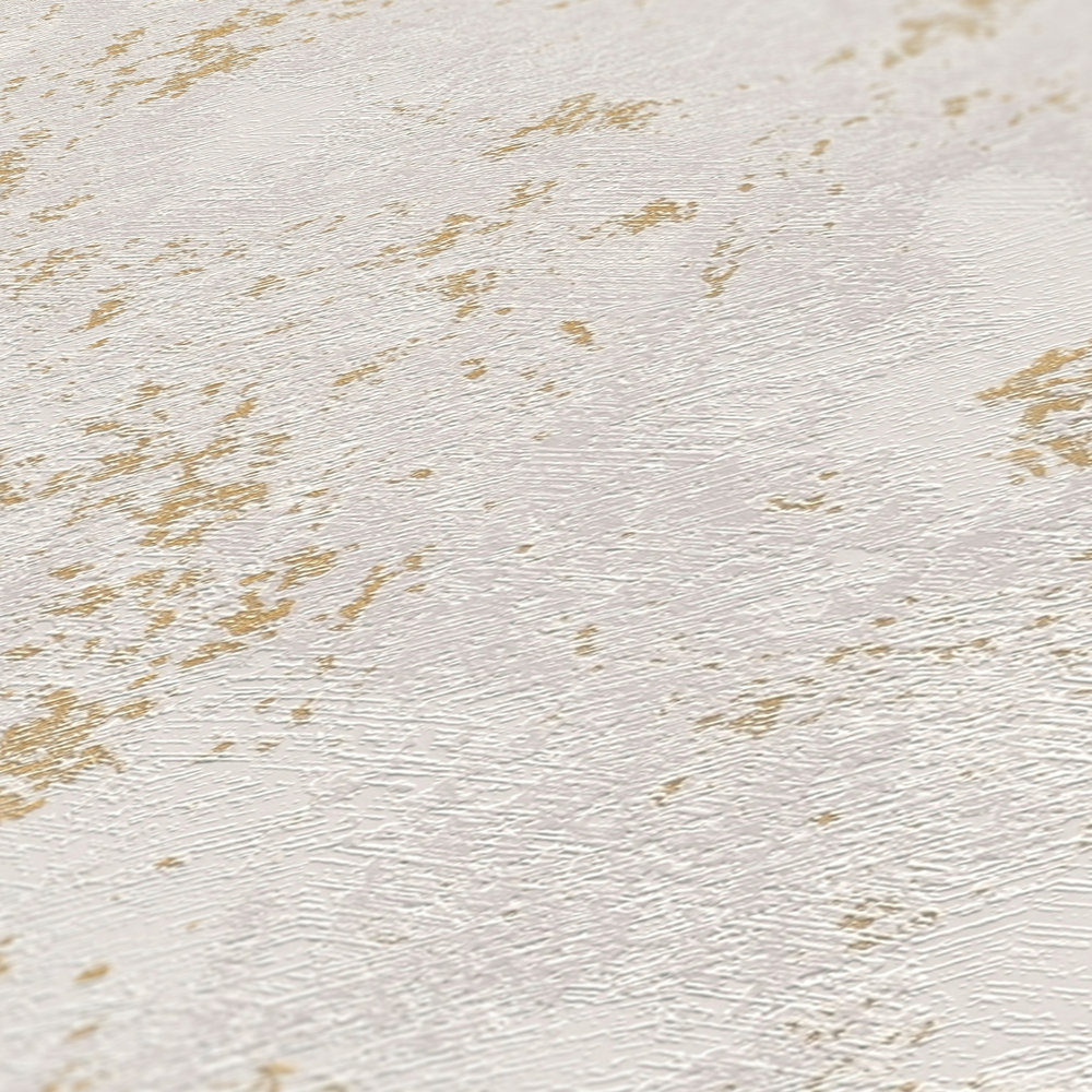            Vliestapete in Putzoptik mit goldenen Akzenten – Beige, Grau, Gold
        