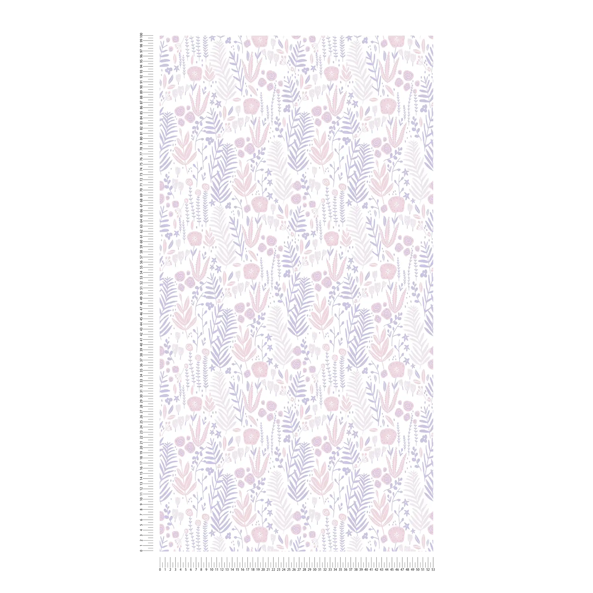             Mädchenzimmer Tapete Pflanzen – Lila, Rosa, Weiß
        