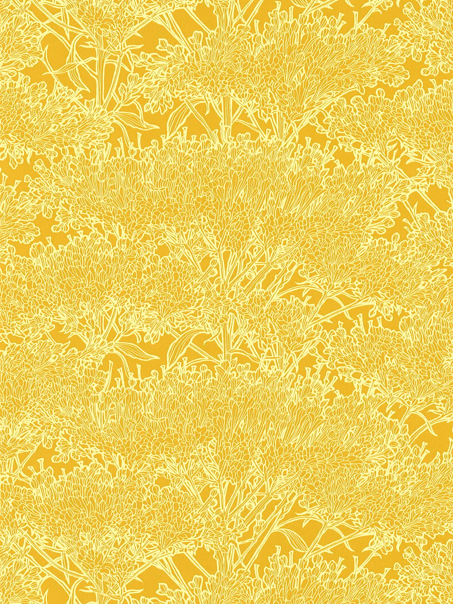 Gelbe Blumentapete mit hellgelber Umrandung – Gelb
