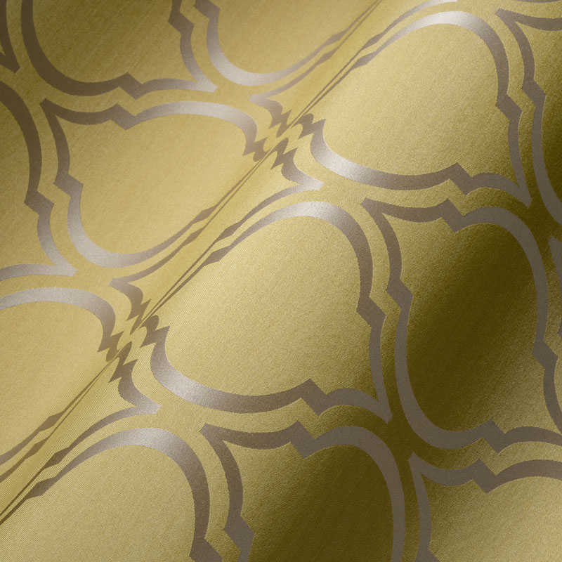             Retrotapete mit glänzenden Art Deco Muster – Gelb, Grün, Grau
        