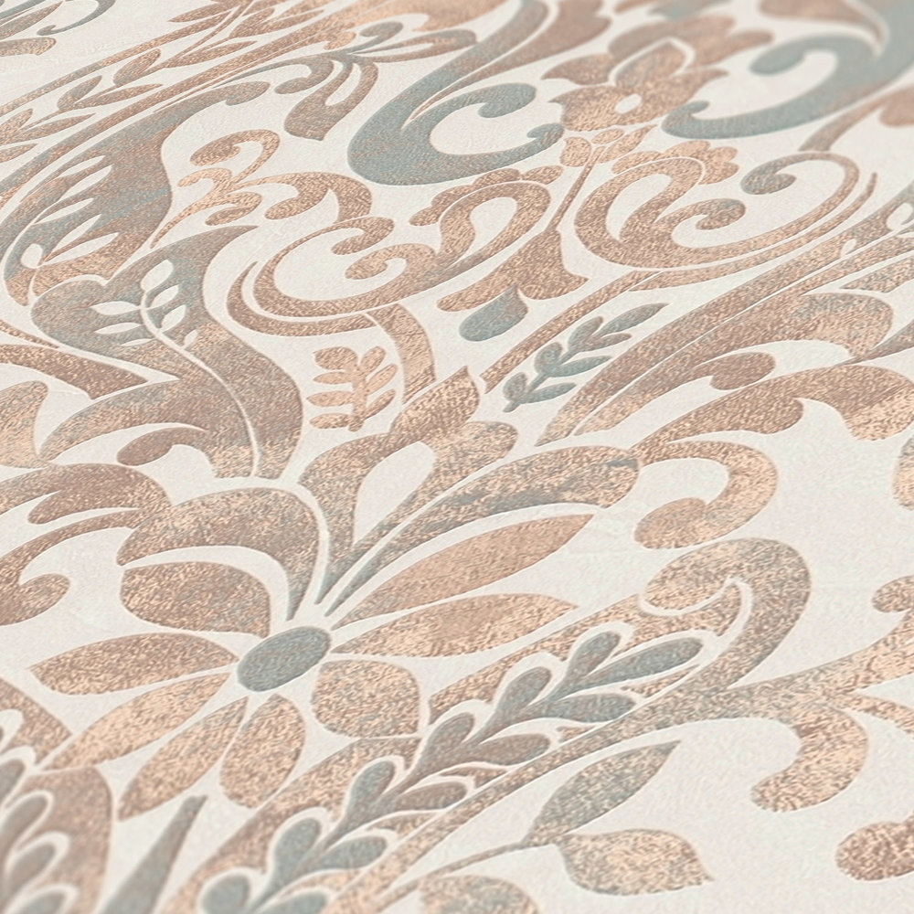            Selbstklebende Tapete | Ornament-Muster mit Metallic Effekt – Beige, Creme
        
