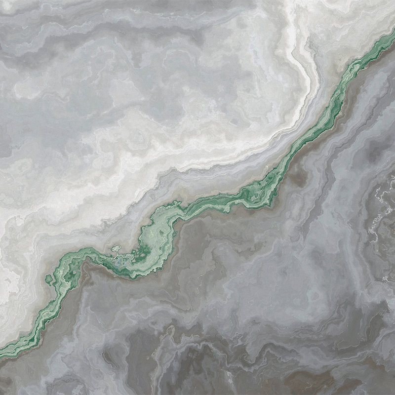 Quarz-Fototapete mit Marmorierung – Grün, Grau, Weiß
