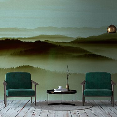 Minimalistisches Design Fototapete Wälder im Nebel DD113657