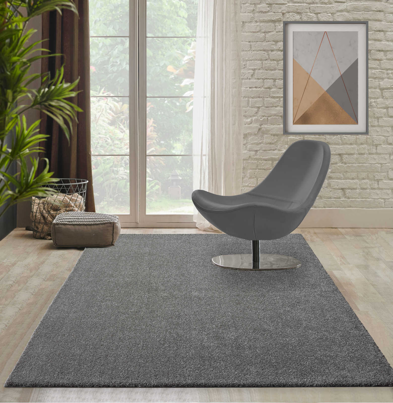 Flauschiger Kurzflor Teppich in Grau – 110 x 60 cm
