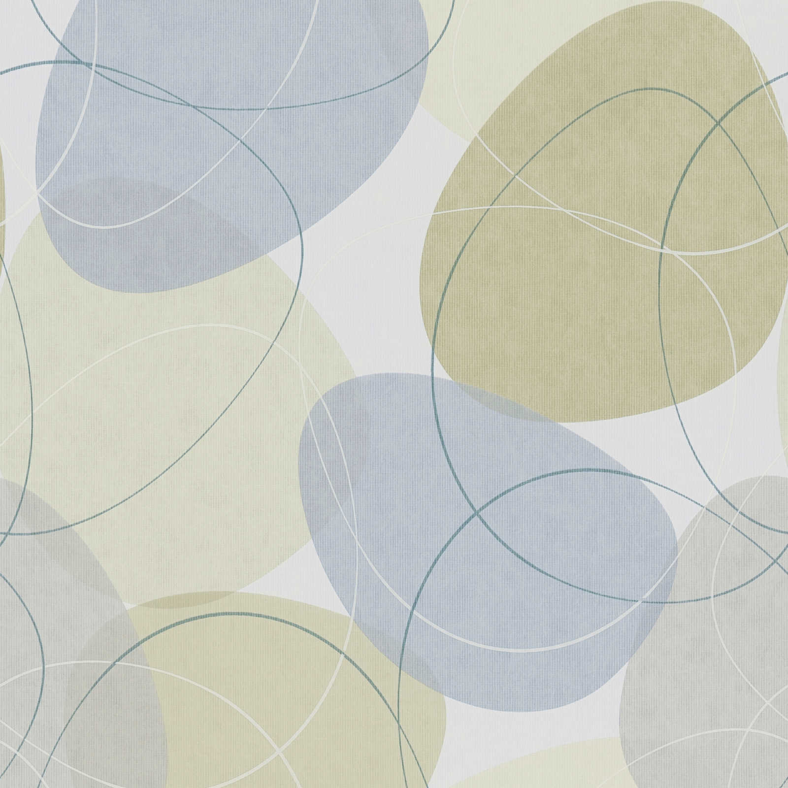         70er Tapete Retro Muster Organisch – Beige, Blau, Grün
    