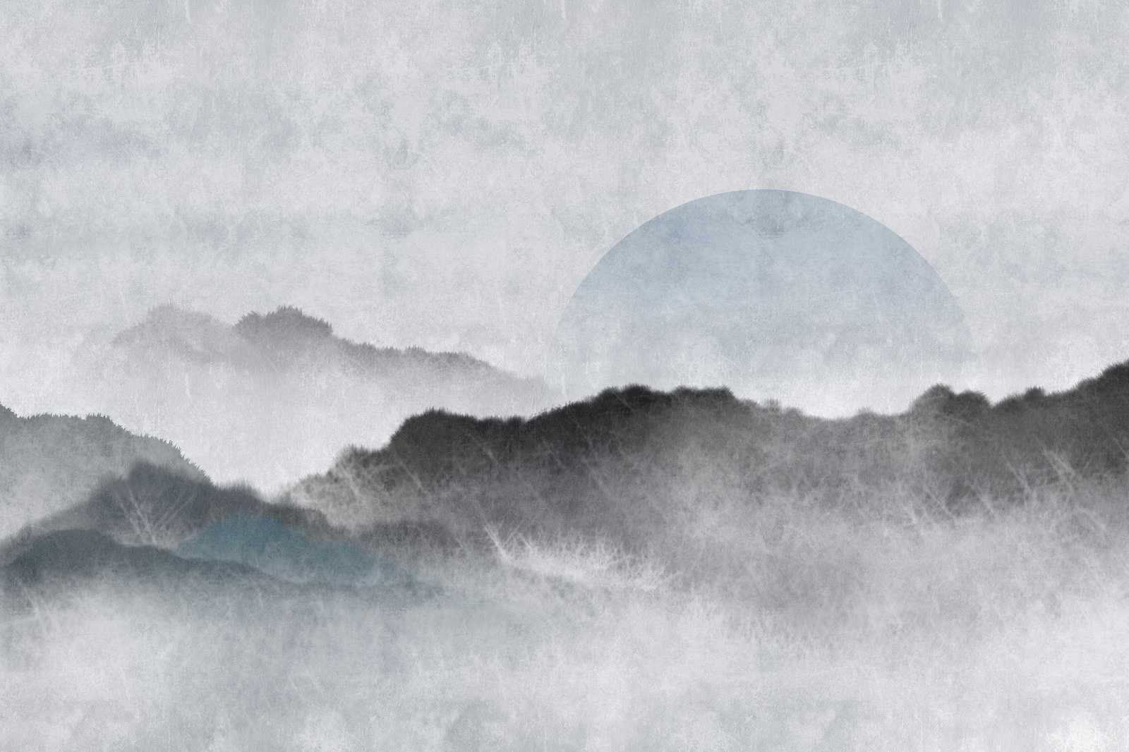             Akaishi 2 - Leinwandbild Asiatische Kunst Berglandschaft, Grau & Weiß – 0,90 m x 0,60 m
        