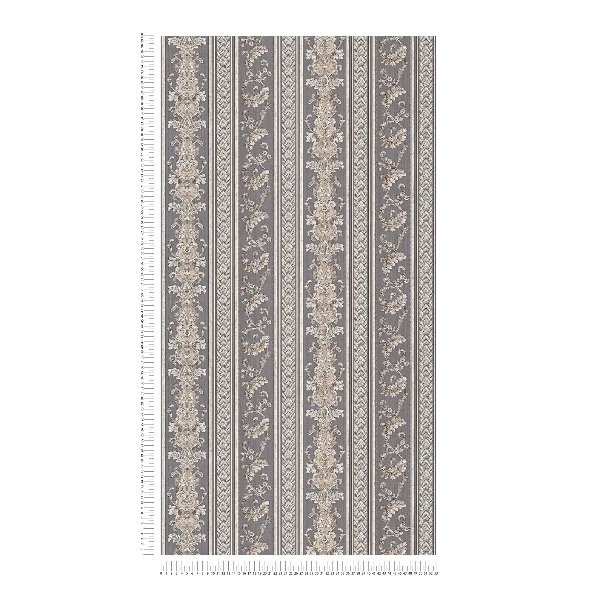             Ornament Tapete Metallic Design mit Streifen – Silber
        