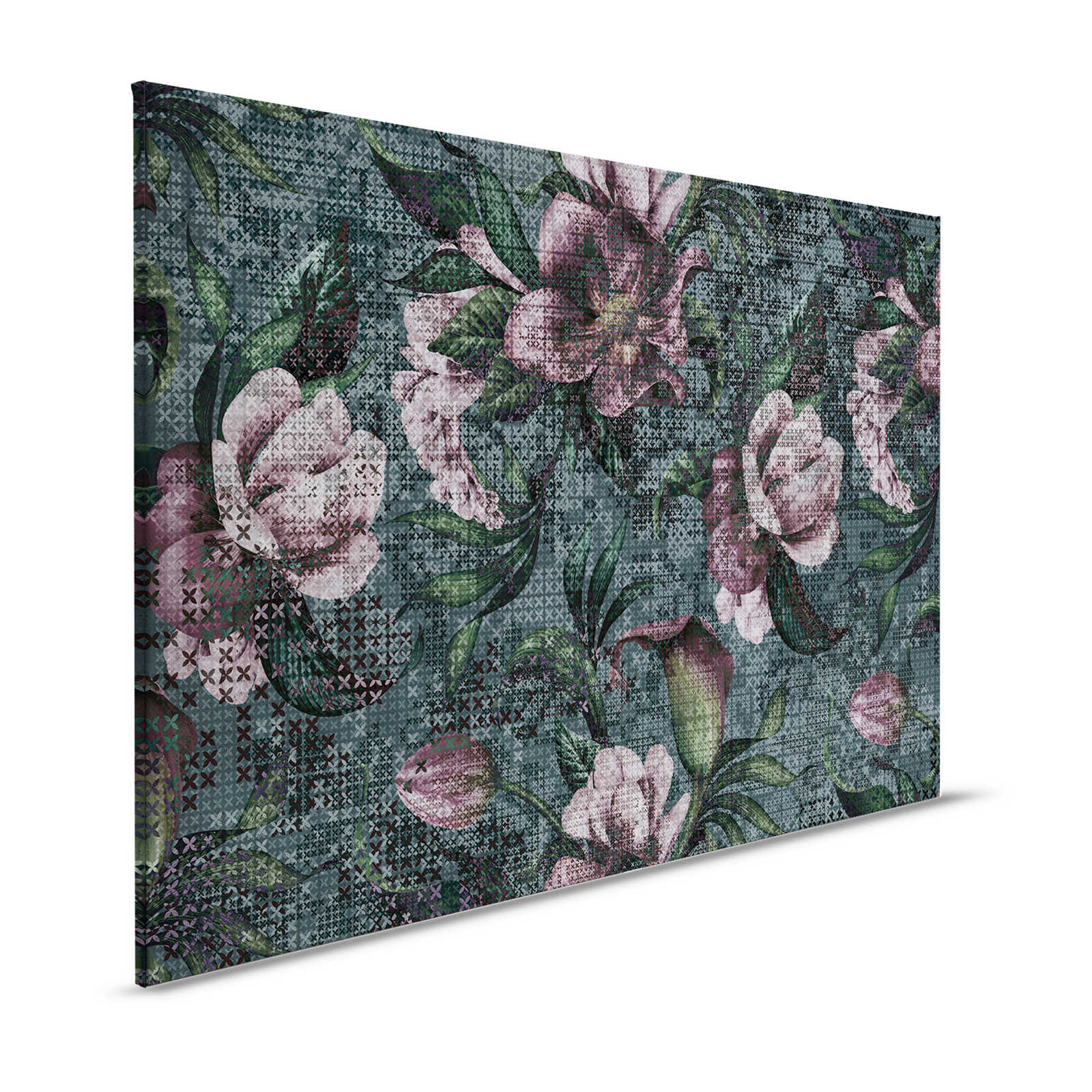 Blumen Leinwandbild Pixel Design – 1,20 m x 0,80 m
