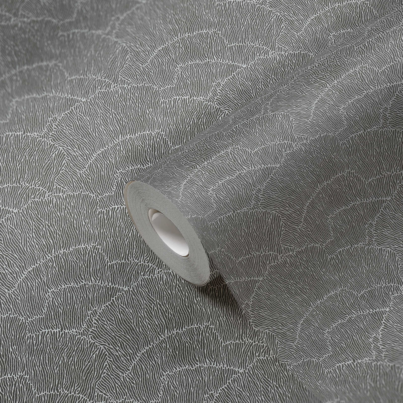             Abstrakte Tapete Mit Linienmuster – Silber, Schwarz, Metallic
        