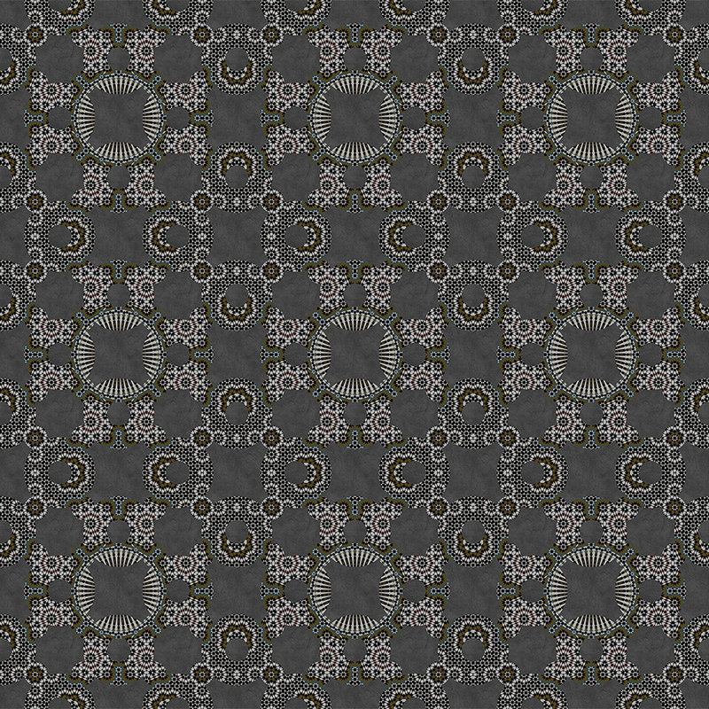 Mosaik Fototapete mit Retro Muster – Grau, Schwarz
