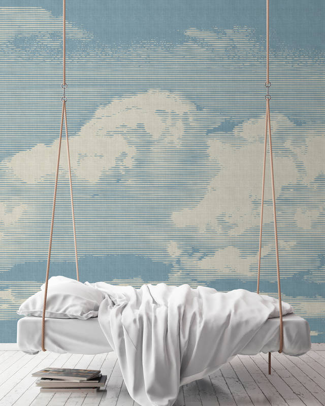             Clouds 1 - Himmlische Fototapete mit Wolkenmotiv in naturleinen Struktur – Beige, Blau | Perlmutt Glattvlies
        
