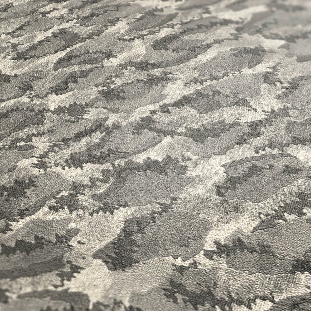             Vliestapete mit Tupfen Muster im Ethno Stil – Grau, Metallic
        