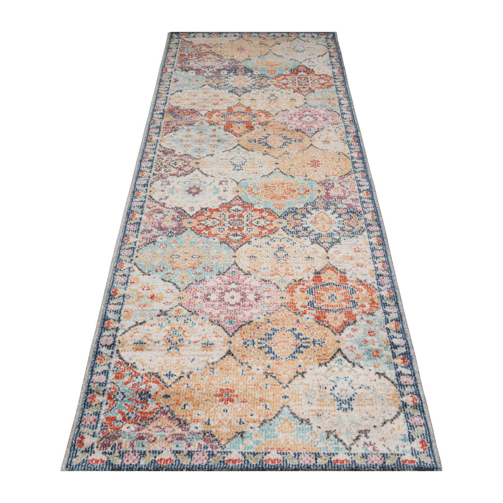 Bunter Teppich aus Flachgewebe als Läufer – 300 x 80 cm
