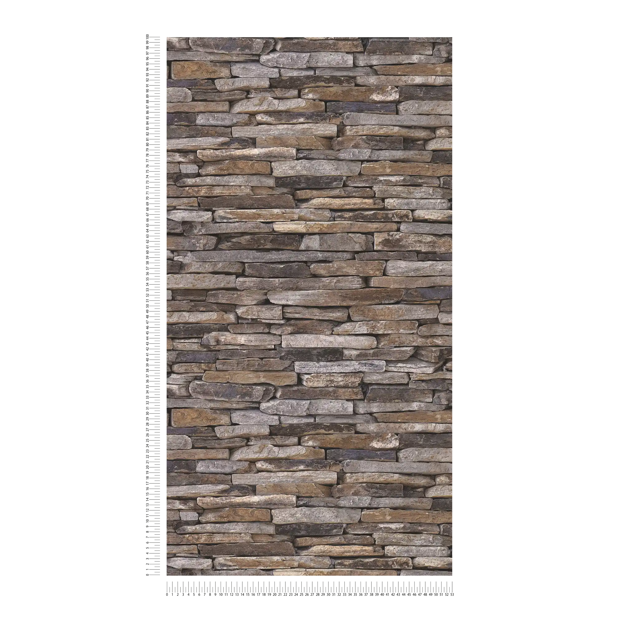             Steintapete mit Trockenmauer & realistischem Naturstein – Braun, Beige, Gelb
        