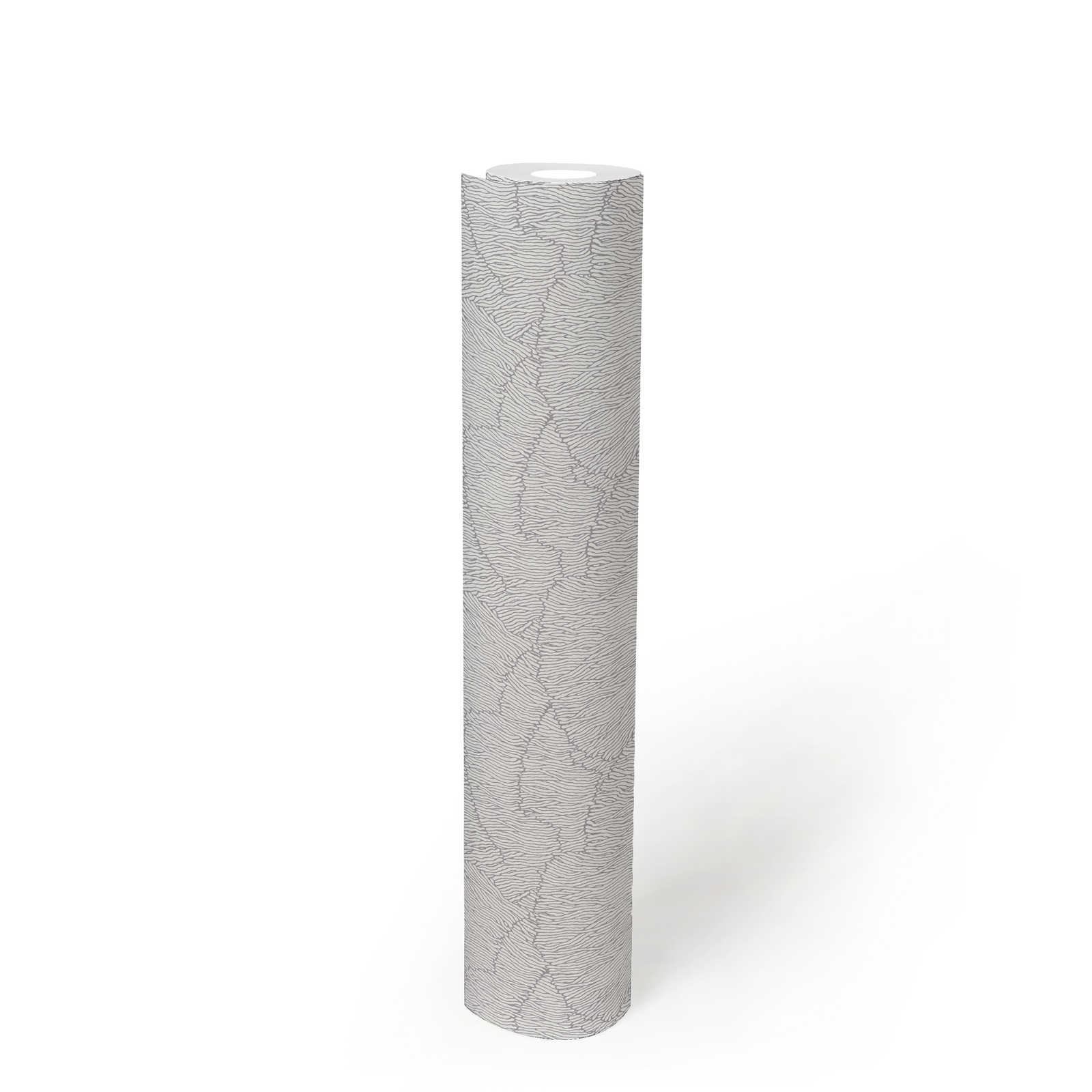             Vliestapete mit abstrakten Muster – Silber, Weiß, Metallic
        