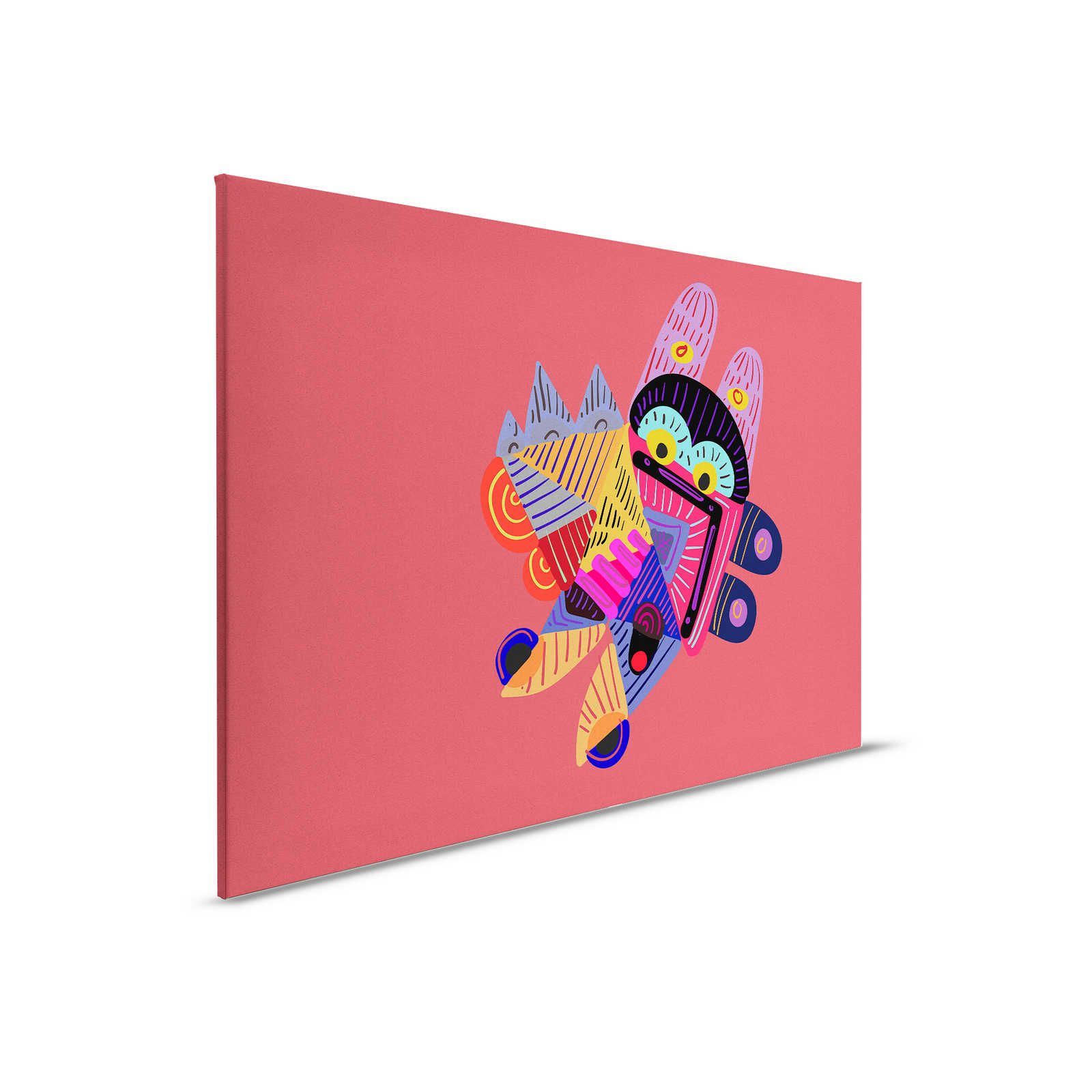         Looney Land 1 - Rotes Leinwandbild Comic Figur im bunten Design – 0,90 m x 0,60 m
    
