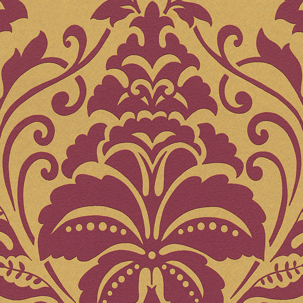             Neo-Klassik Ornament Tapete, floral – Orange, Rot
        