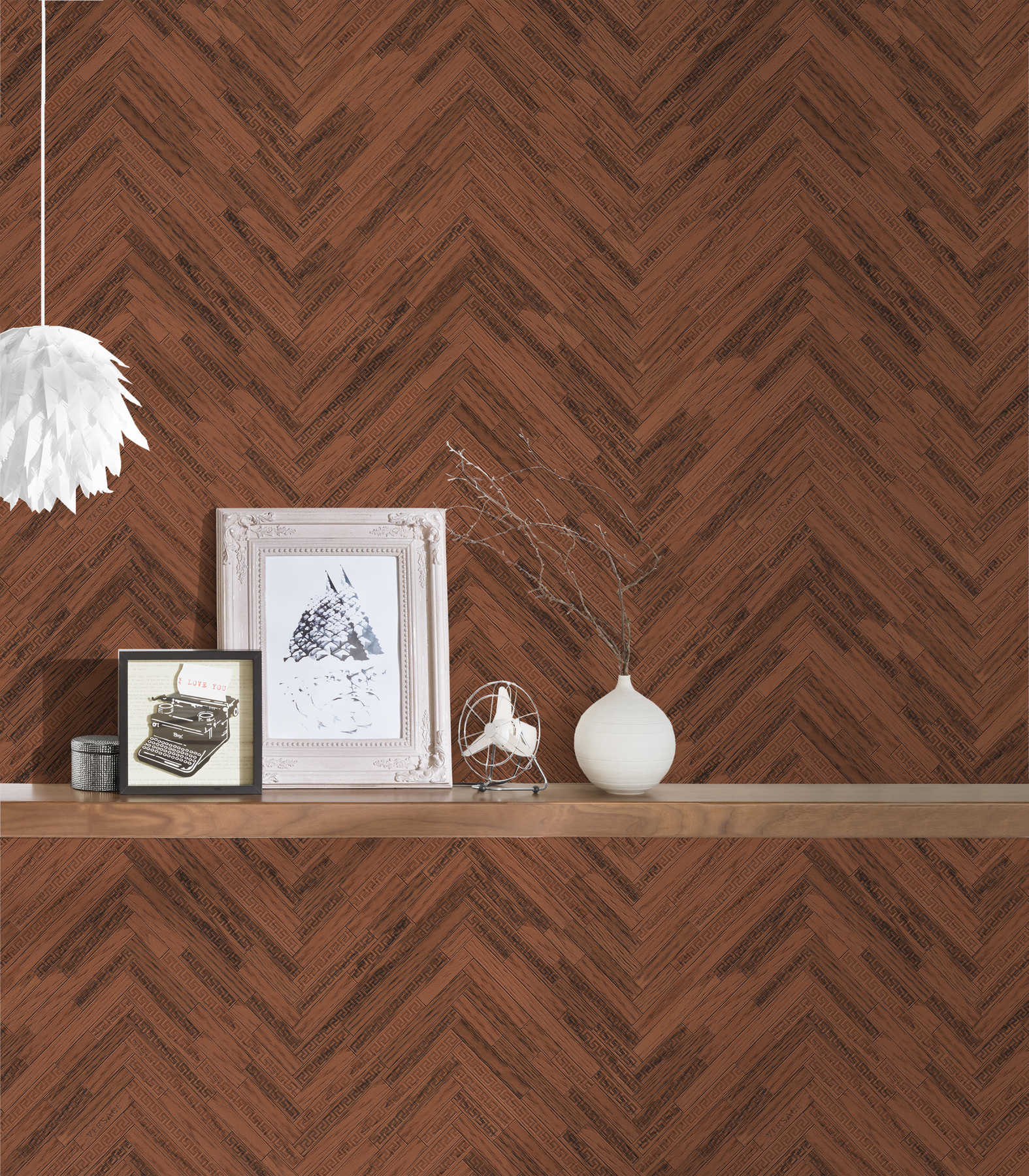             VERSACE Home Tapete elegante Holzoptik – Braun, Kupfer, Rot
        