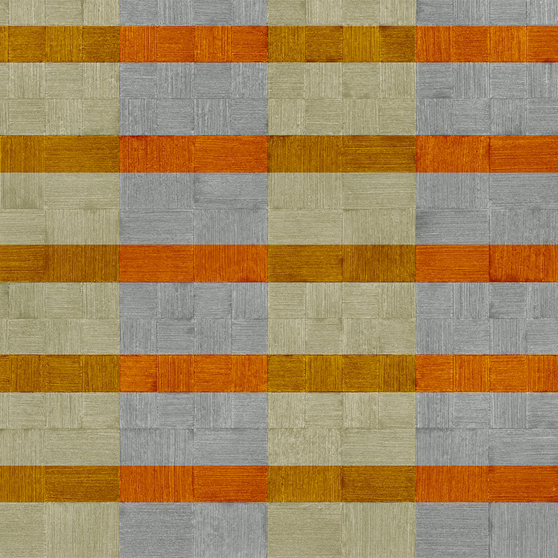 Fototapete Streifen & kariertes Strukturdesign – Grau, Orange, Braun
