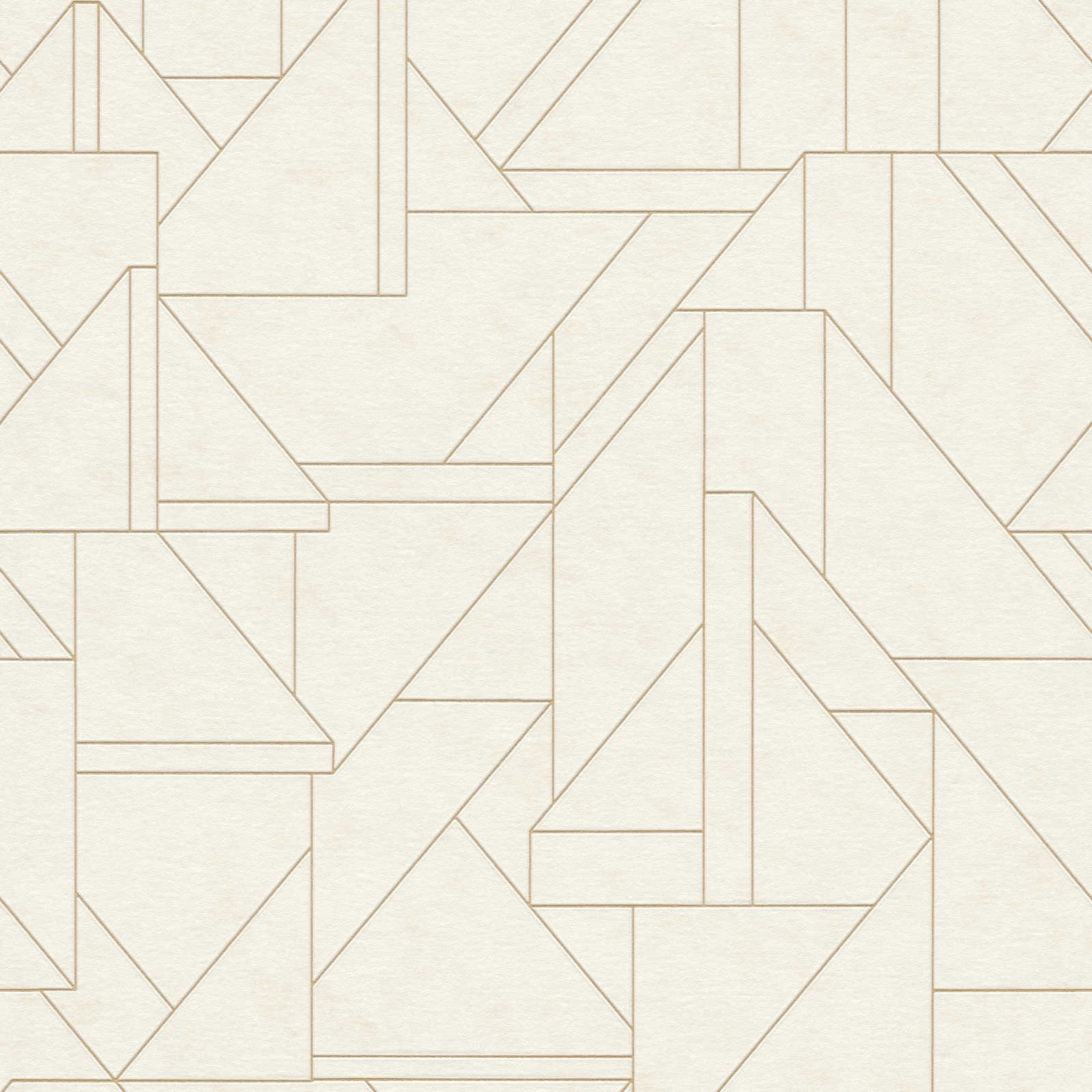 Grafiktapete mit modernen Linienmuster – Weiß, Creme, Bronze
