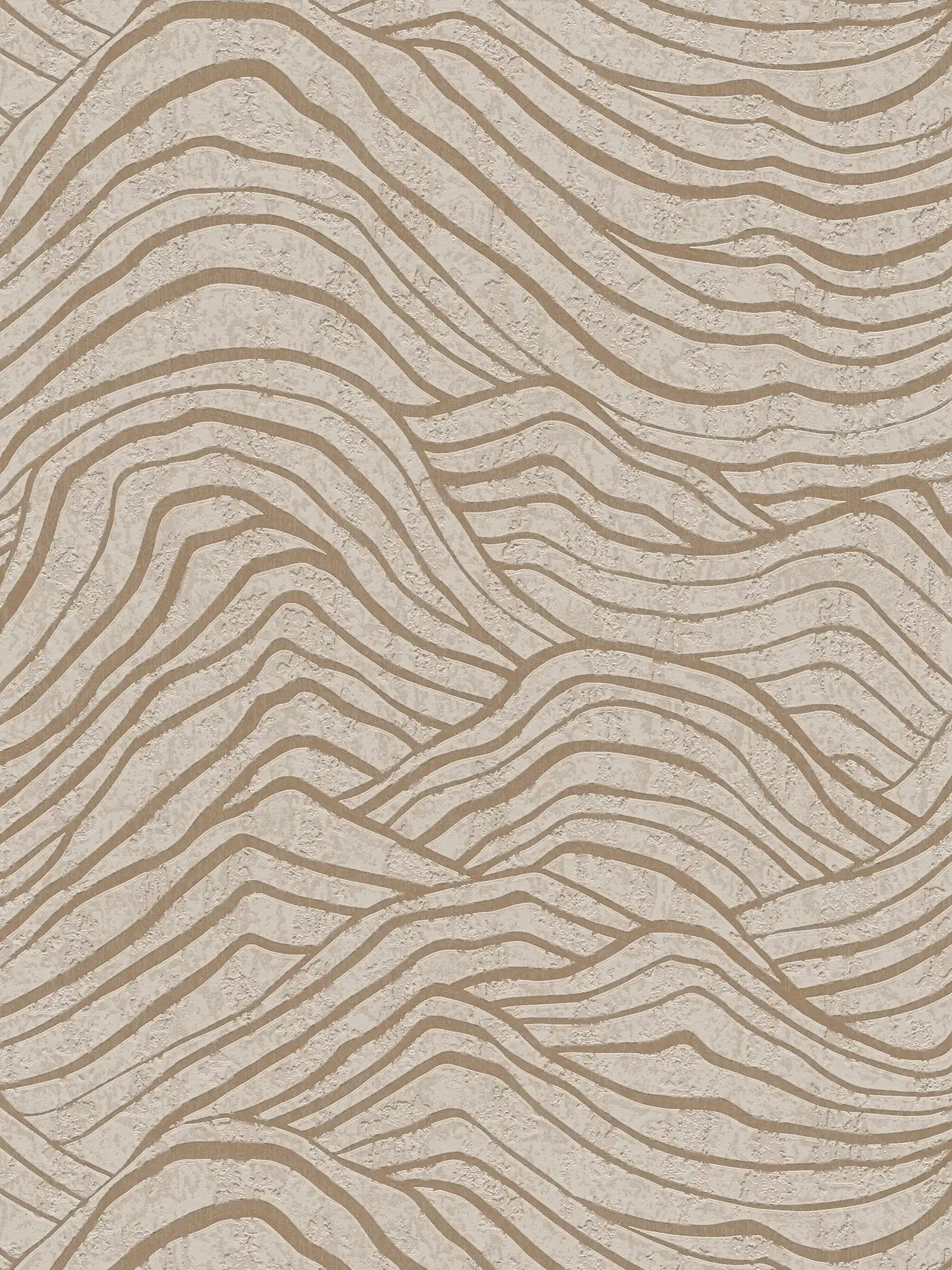 Tapete mit asiatischem Hügel Muster – Beige, Gold, Grau

